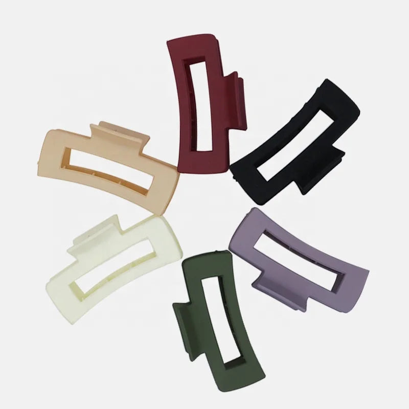 MIO Korean Frosted Solid Color Hair Wide Claw Clip Plastic Rectangle 10cm Length Big Hair Claw Clip for Thick Hair