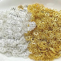100pcs 6mm Flower Spacer Beads Gold Plated Round Floral Granulated Loose Beads