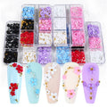 Nail Art Decorations Spring Acrylic Resin Flowers Mixed 3D Nail Flowers with Beads