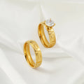 Couple Fashion Jewelry Wedding Rings Gold 18k Couple Stainless Steel Couple Ring Set