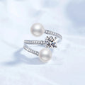 S925 Sterling Silver Adjustable Ring with Freshwater Pearl Elegant and Stylish Pearl Rings