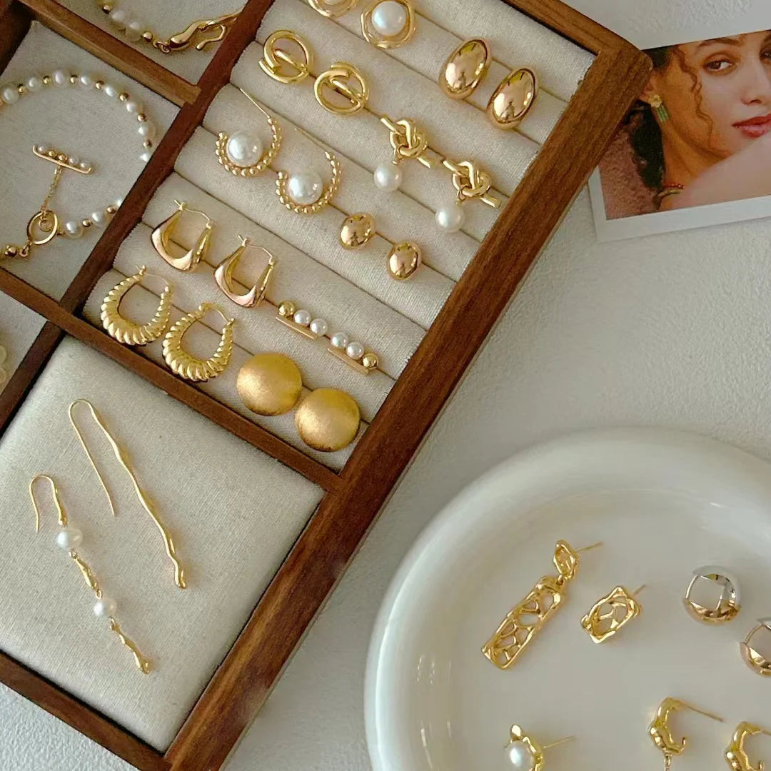 Hot Jewelry Woman Wholesale Factory 18k Gold Plated Customization Pearl Earrings