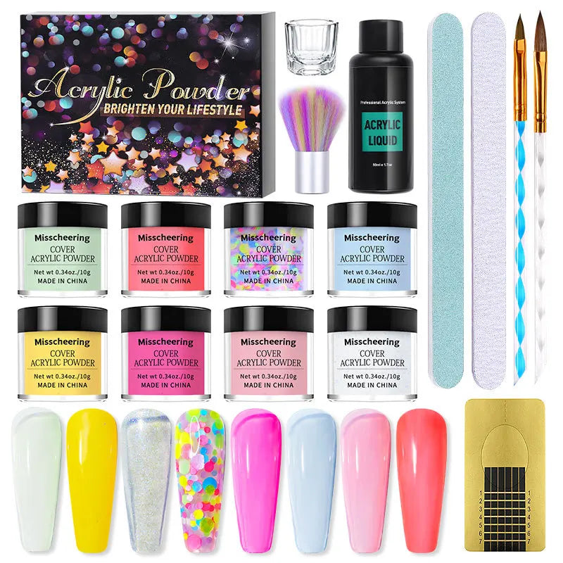 Fast Dry Dipping Powder Nail Beginner Kit Dipping Acrylic Powder and Liquid Set French Nail Art Set