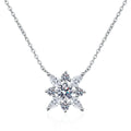 Flower Pendant Necklace R.GEM. High Quality Snowflake S925 Sterling Silver Rhodium Plated Moissanite Claw Setting Trendy