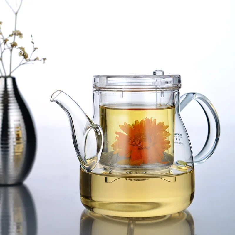 PSC 600ml Modern Eco-Friendly Borosilicate Glass Teapot with Infuser Heat Resistant Plastic Bottom Coffee & Tea Set Guangdong