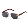 Custom logo Rimless square Men Sunglasses Women Classic Retro Shades Sun Glasses Gradient Lens Wood Grain Legs Eyeglasses