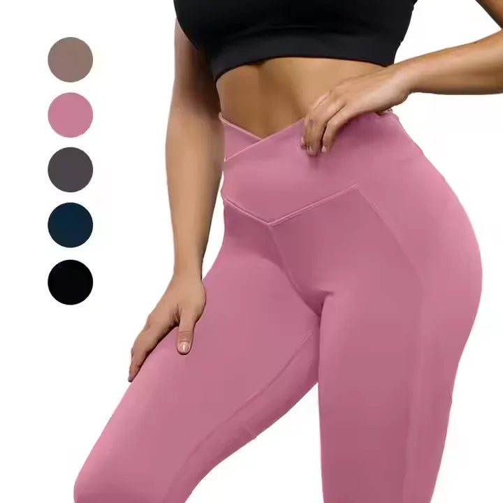 Women's High-Waisted Bootcut Yoga Leggings Flare Pants with V Shape New Product Preview Solid Pattern Elastic Waist Closure
