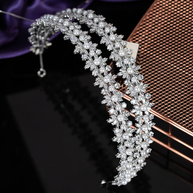 Popular Stylish CZ Zirconia Tiaras and Crowns Wedding New Luxury Bridal Headpiece BC5834
