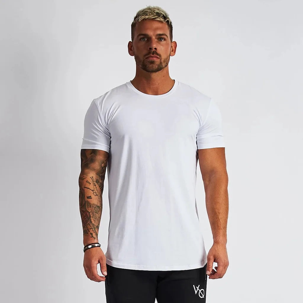 Quick Dry Breathable Eco-Friendly Printed Crew Neck Summer Short Sleeve Custom Logo Gym Spandex Cotton T-Shirt Fitness Body