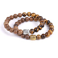 Natural Crystal Stone Buddha Head Bracelet Gemstone Chicken Wing Wood tiger Eye Stone Bead Bracelet