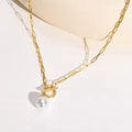 Hot Trendy Stainless Steel Drop Water Pearl Necklace 18K PVD Gold Plated 316 Stainless Steel Pearl Pendant Women's Party Fashion