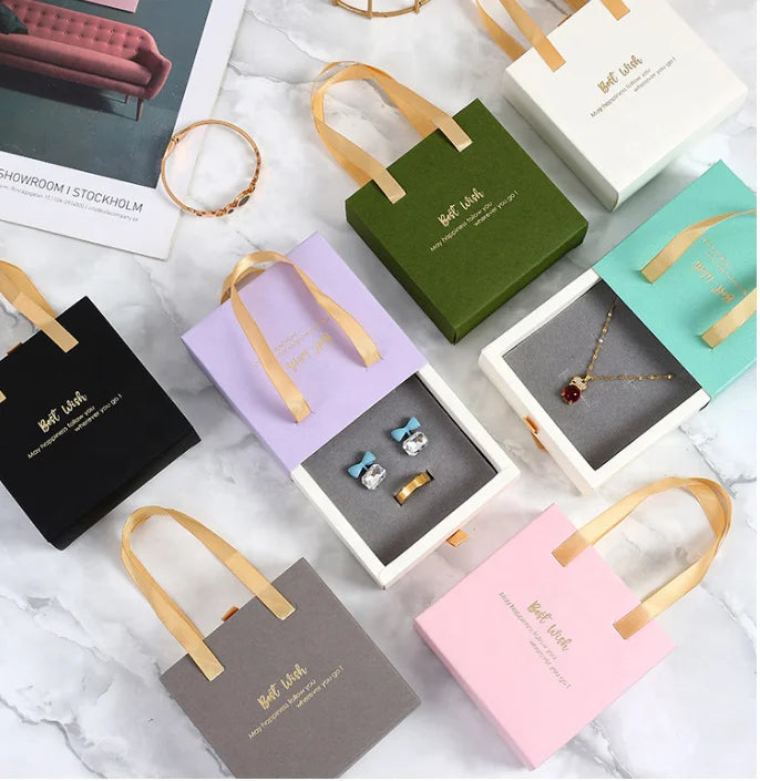 Creative Fashionable Exquisite Hand-held Pull-out Ring Necklace Pendant Bracelet Jewelry Packing Box Customizable logo