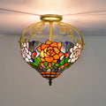 High End Quality Stained Glass Chandeliers Bedroom Bar Cafe Lamps tiffany Rose Ceiling Light Modern New Ceiling Lamp for Bedroom