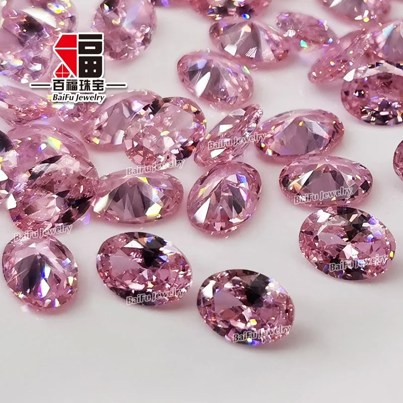 BaiFu Jewelry CZ Stones Wholesale Price Loose Oval Cut pink Zirconia