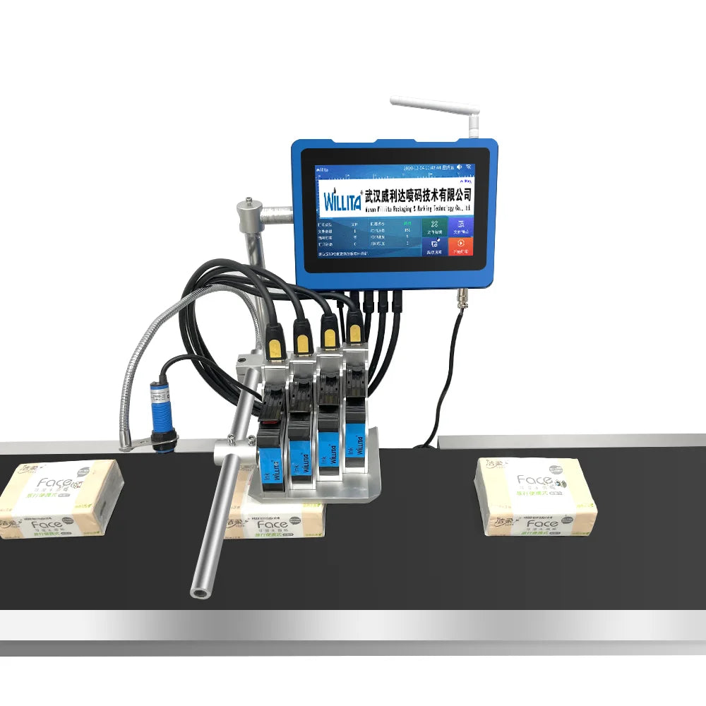 Industrial Online Inkjet Variable Data Code Bulk Batch Printer Production Line 1~4 Printing Heads 101.6mm Tube Printer