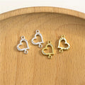 Hot Sales 925 Sterling Silver Vermeil Hollow Zircon Heart Shaped Charm for Jewelry Making Connectors MegaBDM