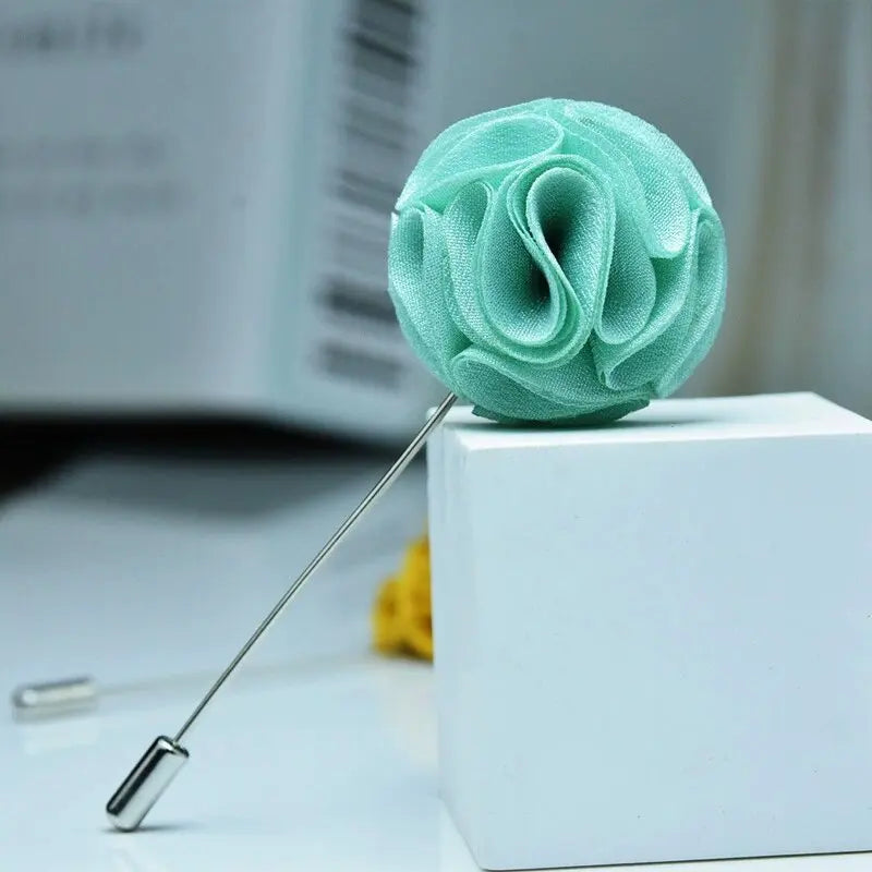 New Fashion Men's 14-Color Floral Brooch Lapel Pin Flower Brooch Suit Decor Long Needle Wedding Groomsman Parties Engagements