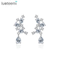LUOTEEMI Small Stud Drop Plant Earing Luxury Design Fashion Zircon Brand Woman Trendy Cubic Zirconia Earring