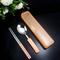 New Trend Plastic Handle Chopstick Spoon Set Stainless Steel Portable Travel Cutlery Set With Case
