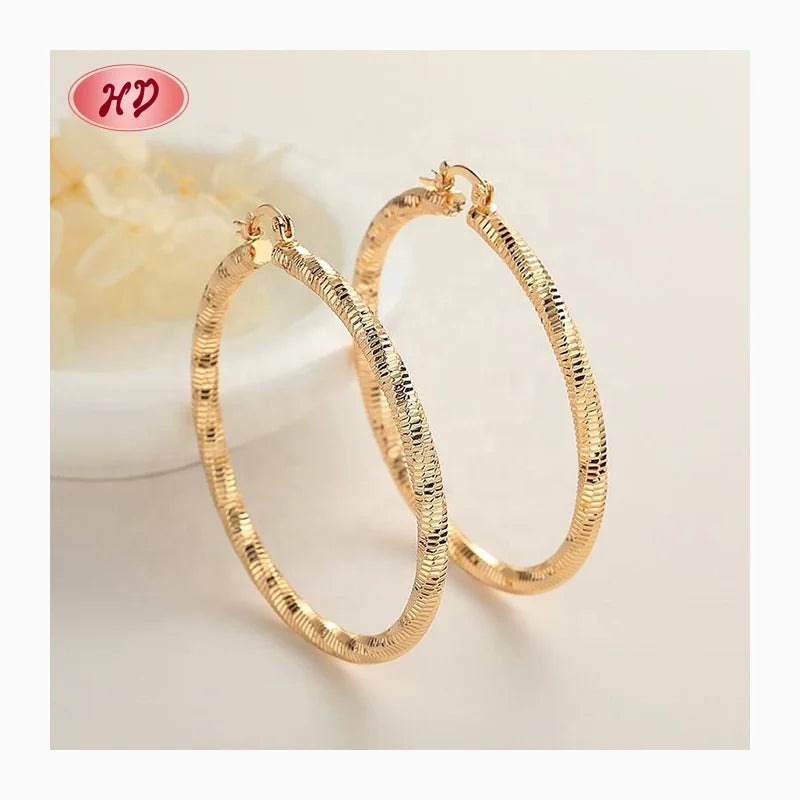 Bijouterie Joyeria Bisuterias Oro Wholesale Earrings Women  18K Gold Plated Brass Zircon Hoop Earrings for Girls Women