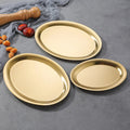 Stainless Steel Oval Plate Korean Gold Barbecue PlateThickened Egg-shaped Fish Plate Golden Shallow  Snack Tray