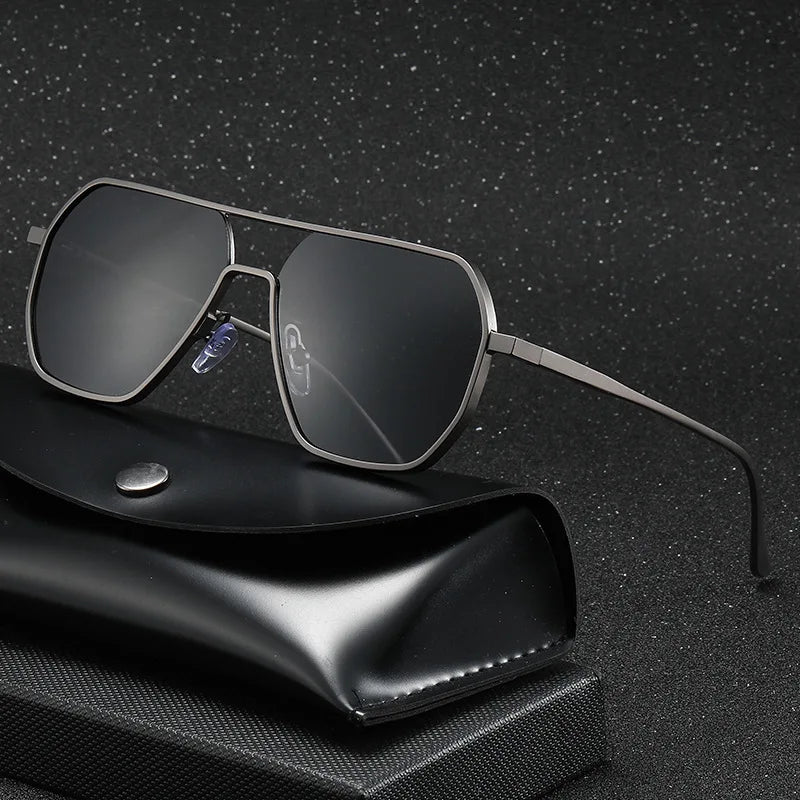 2026 Newest Fashion Double Beam Steam Punk Custom Shades Sunglasses Uv400 Gafas De Sol Driving Square Polarized Sunglasses