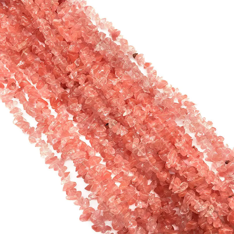 Natural Glass Crystal Cherry Quartz Stone Rock Freeform Chips Gravel Beads Natural Stone Jewelry Making