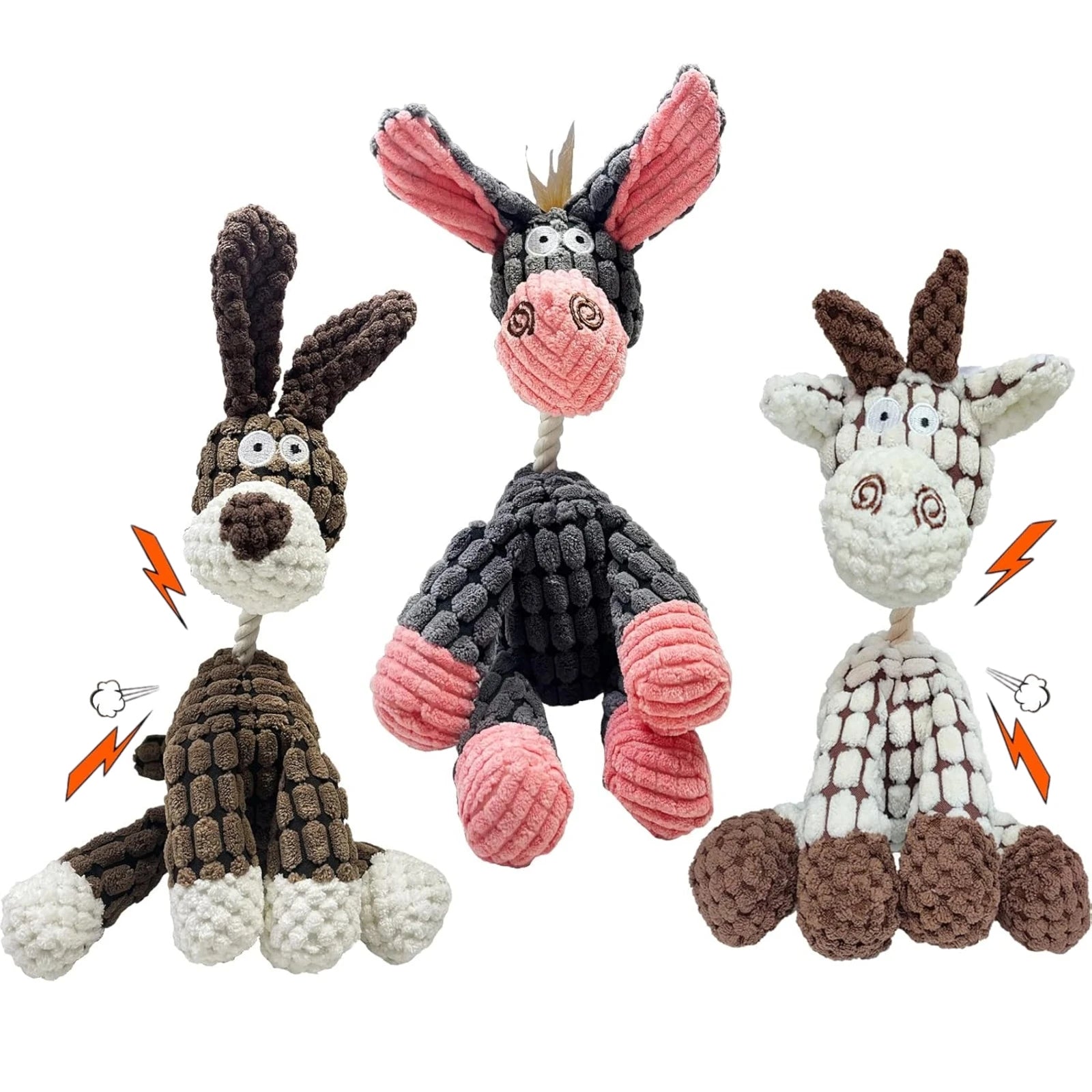 Yisipet Pet Supplies Wholesale for Dogs Donkeys Fun Cartoon Animal Squeaky Knot Toy Bite-Resistant Dog Plush Chew Toy