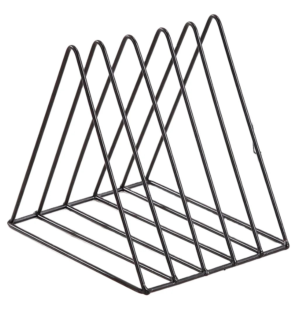 Triangle File Holder5 Slot Metal Vinyl Record Stand Holder Magazine Newspaper Holder Photography Props for Office Home