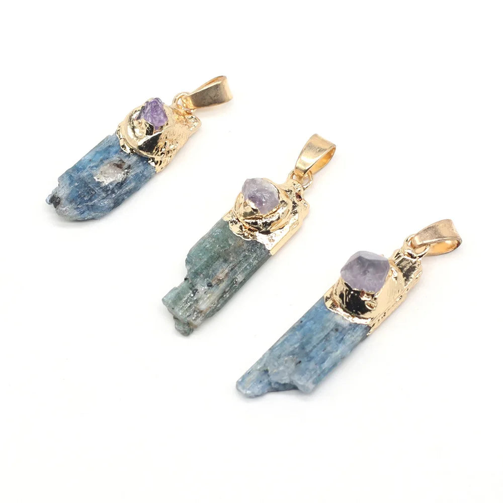 Wholesale Irregular Natural Healing Stone Semi-Precious Pendant Handmade Copper Jewelry Accessories DIY Necklace Charm
