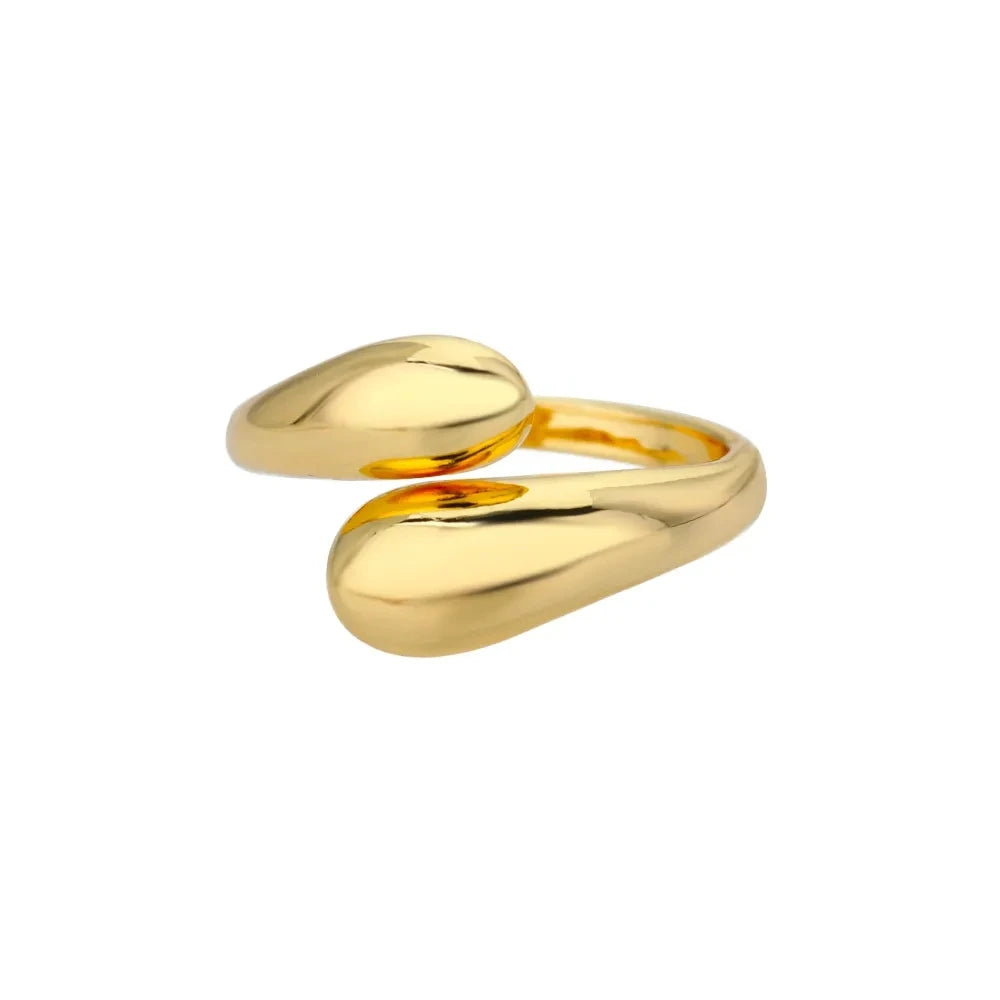 Stainless Steel Smooth Double Ball Beads Rings for Woman Open Gold Color Geometric Wedding Couple Rings Aesthetic Jewelry Gift
