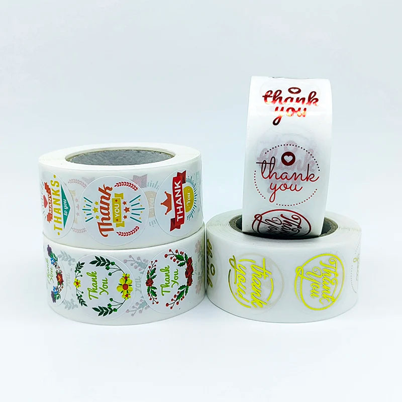 Thank You Gold Foil Sticker Customized Printing Food Packaging Thank You Private Label Product Roll Logo Label