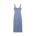 European American Cross-Border Casual Summer Midi Dress Logo Back Women's Sleeveless Denim Dress Decorated Button Simple Fashion
