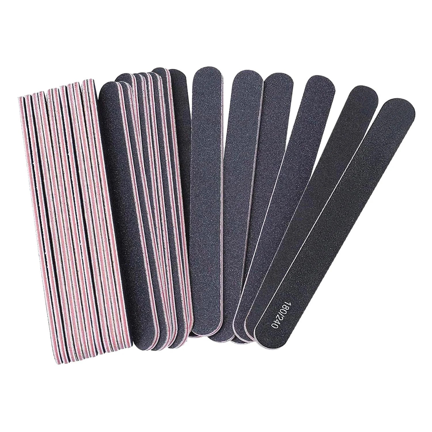 Custom Logo Black Sandpaper Nail File Strip Washable Double Sided Emery Boards Nail File 180/240