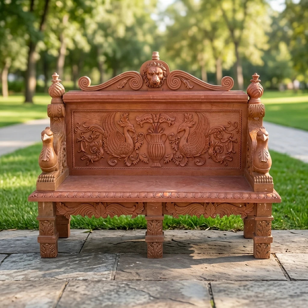 Custom City Park Outdoor Home Garden Decorative Antique Nature Stone Animal Sculpture Statue Bench Marble Carving Planter Bench