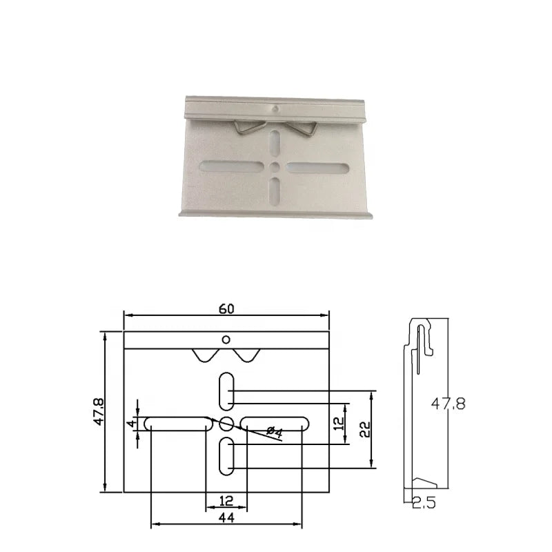 Silvery Aluminum Snap-on Installation Clamp Rail Fastening Guide DIN35mm Guide Rail Buckle Snap Hook Fastener Secure Attachment