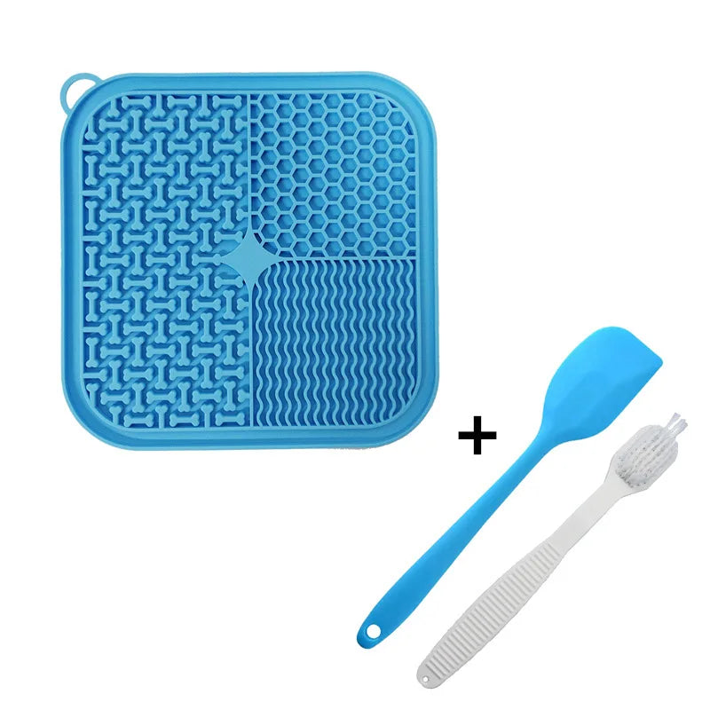 Tableware Plates Silicone Square 20CM Slow Feeder Lick Suction Mat BPA Free Food Tray Tableware Plates