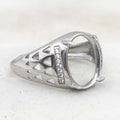 Sterling Silver 10*13mm Semi Mount Men's Ring Frame Empty Blank Claw Setting S925 Base Holder Without Center Stone for DIY Inlay