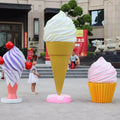 Summer Giant Fiberglass Resin Melting Ice Cream Candy Sculpture Waterproof Hand-painted Home Decoration for Kids Amusement