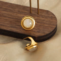 Wholesale Luxury Natural Stone Round Geometry Stud Earrings 18K PVD Plated Stainless Steel Earrings Women's Jewelry Gift