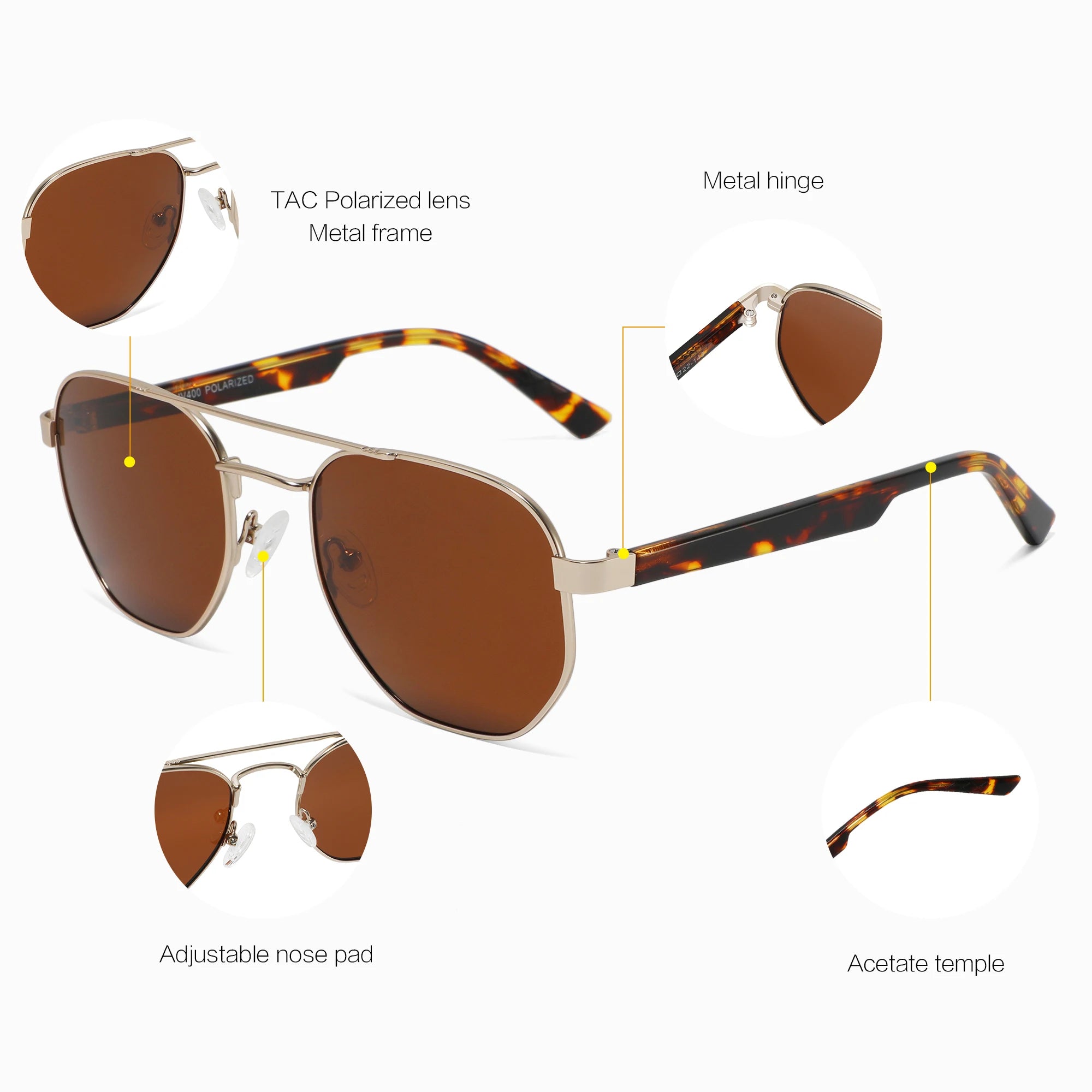 CONCHEN Custom Logo Men's Polarized Sun Glasses High Quality Unisex Sun Glasses for Men Fashion Polarized Sunglasses