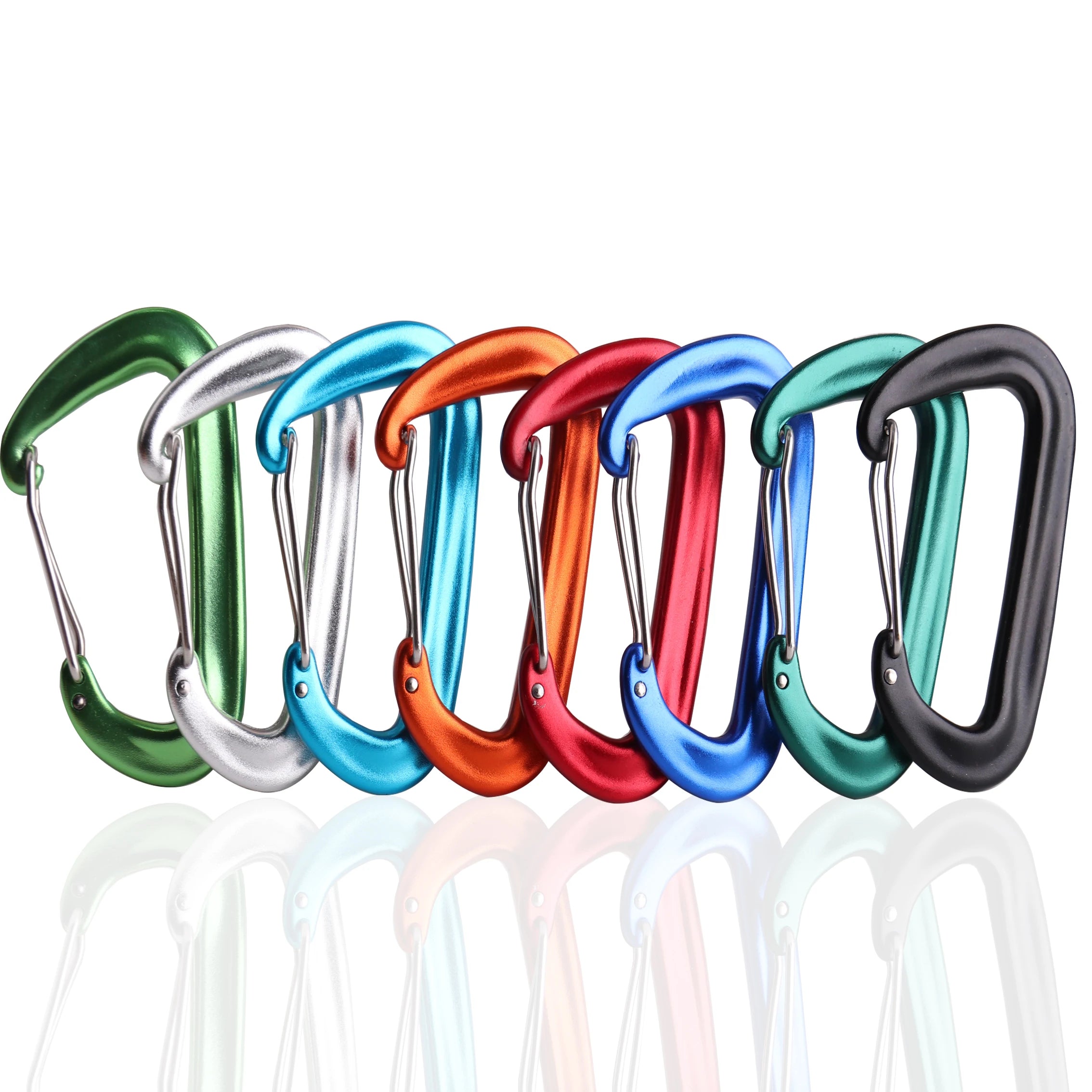 Custom Logo 12KN Outdoor Aluminum 7075 Plain Finish Snap Hook Colorful Climbing D Shape Mining Carabiners Wholesale