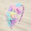 CN Organza Rainbow Hair Bow Mesh Kids Headband Crown Hairband Girls