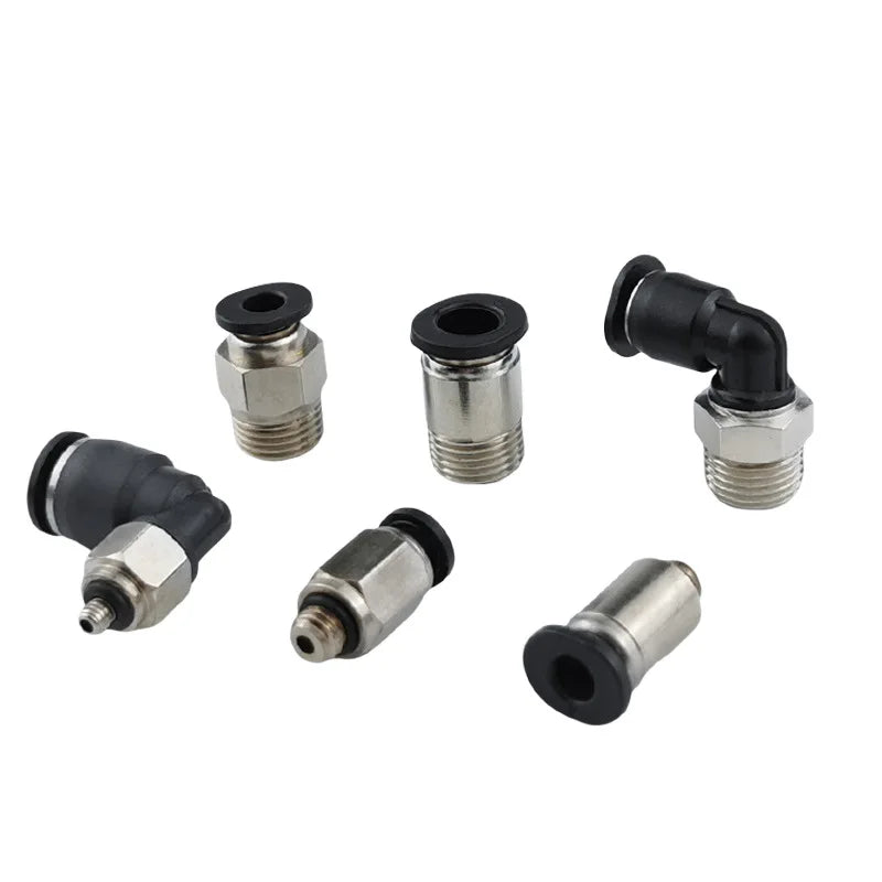 Snway PU6mm Forged Nickel Plated Pneumatic Quick Connector Mini Adapter PC4-M5/PL4-M3 Push-In Pipe Fittings Air Pipes 0.5MPa 1