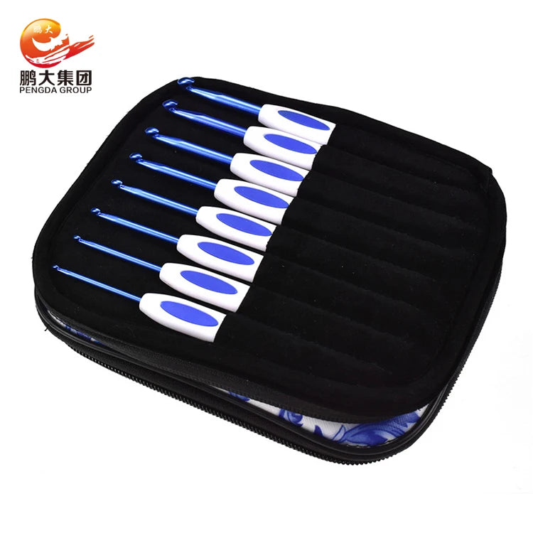 2.5 mm 4mm 5mm Set Knitting Needles Ergonomic Blue and White Porcelain Ceramic Crochet Hooks