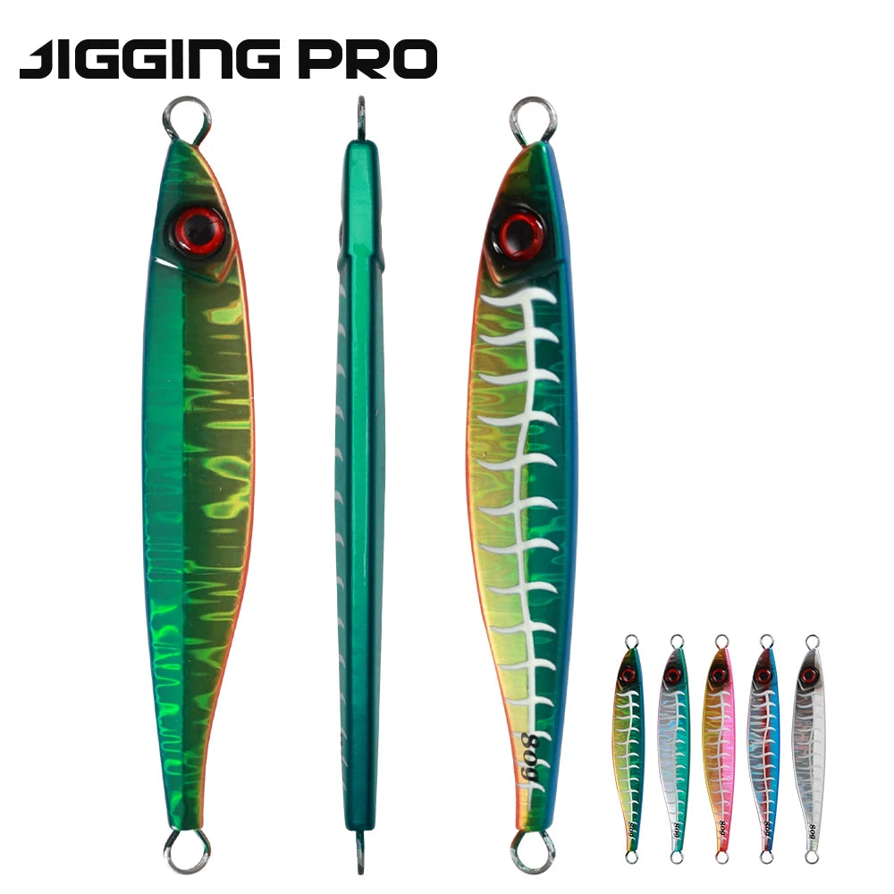 JiggingPro Luminous Sardine Jigs Fishing Lure Long Cast Metal Bait 40g 60g 80g 100g Swimbait Leurre De Peche 3d Eye Jigging Lure