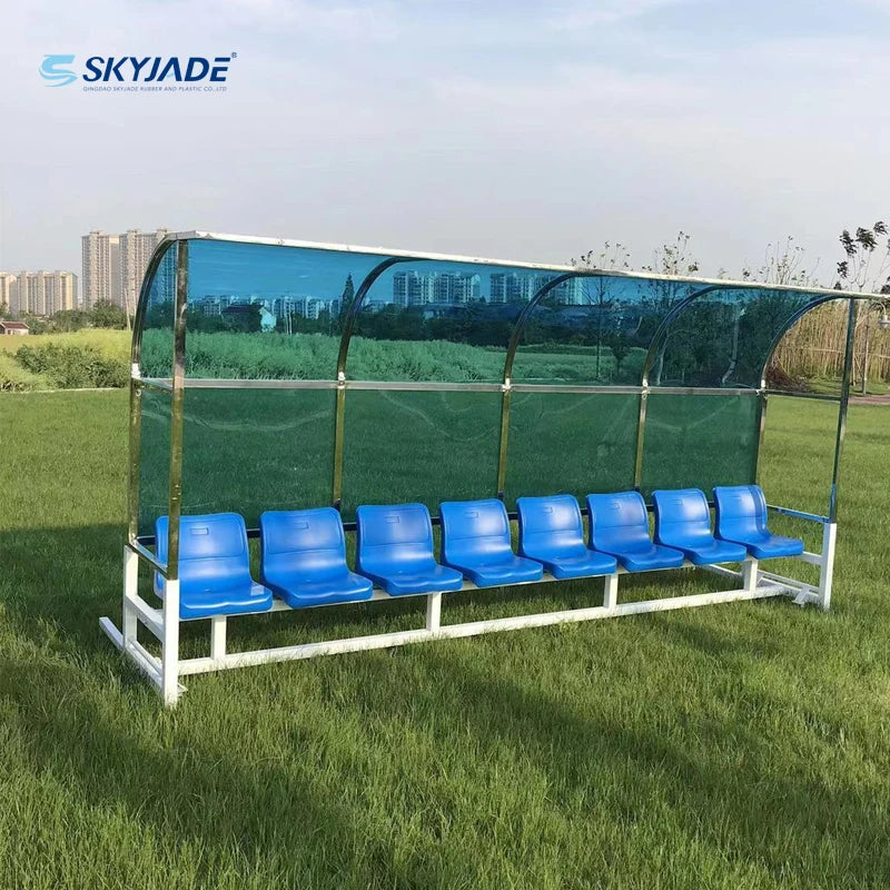 8 Seats Outdoor Portable Soccer Bench with Shelter for Football Team Substitute Players