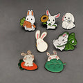 In Stock Cute Cartoon Animal Rabbit Alloy Soft/Hard Enamel Stud Brooch Lapel Pin Wedding Gift