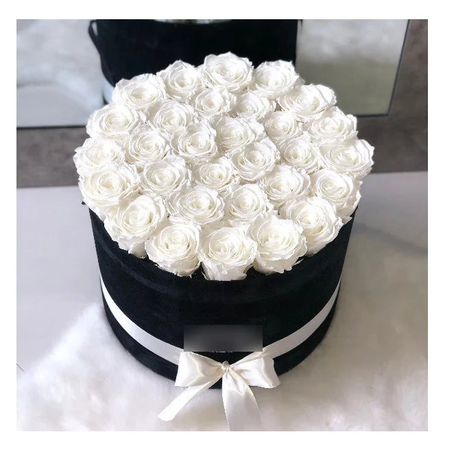 Luxury Round Flower Box Rose Everlasting Long Lasting Roses Immortal Preserved Flowers Custom Round Flower Box for Mother's Day