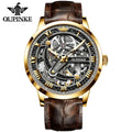 OUPINKE 3173 Top Brand Luxury Mens Mechanical Wristwatch Automatic Watch Classic Skeleton Leather Sapphire Waterproof Clock